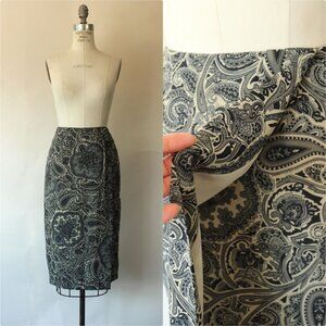 Vintage 1990s 2000s Skirt, Chaus Navy Blue Pencil Faux Wrap